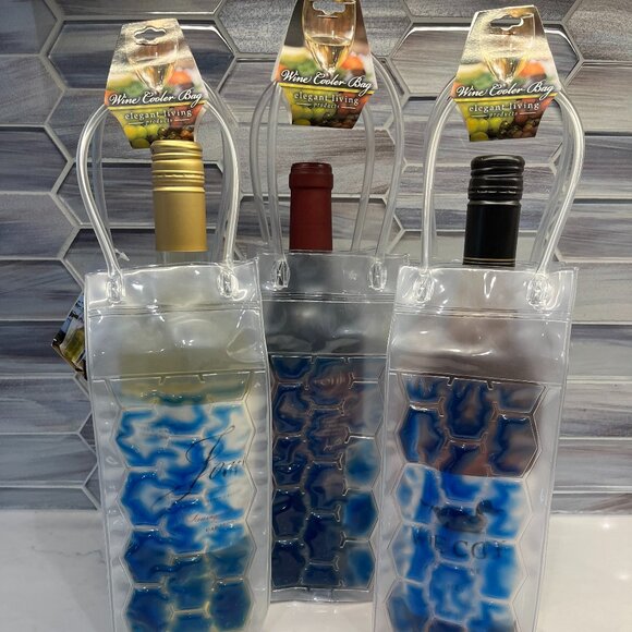 Hostess Gift /Beverage Tote /Ice Bucket To-Go /Chill Bag /Clear/Blue - NWT - Picture 3 of 10